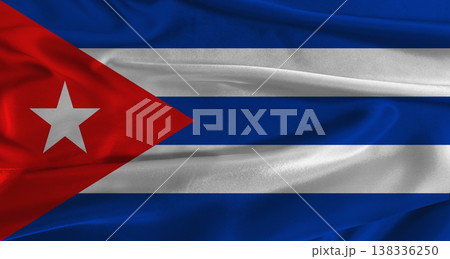 Flag of Cuba with fabric textured background. Close up of National flag of Cuba with realistic texture Flag of Cuba with fabric textured background. Close up of National flag of Cuba with realistic texture 138336250