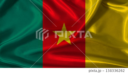 National flag of Cameroon with cloth texture. Cameroon flag with realistic texture background National flag of Cameroon with cloth texture. Cameroon flag with realistic texture background 138336262