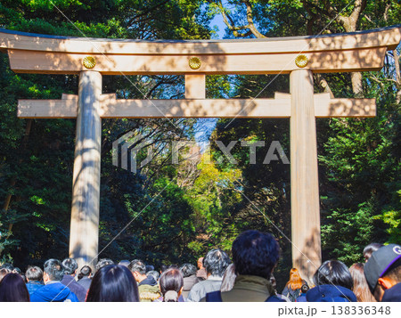 正月の明治神宮　南参道 138336348