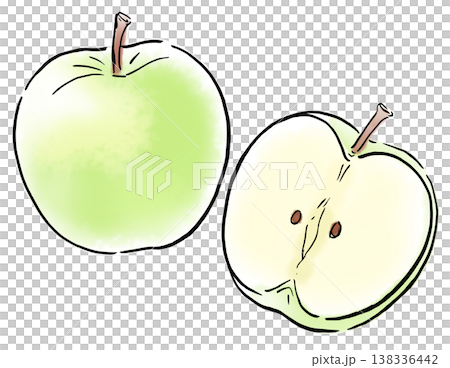 手描きイラスト シンプルイラスト 青りんご 手描きイラスト シンプルイラスト 青りんご 138336442