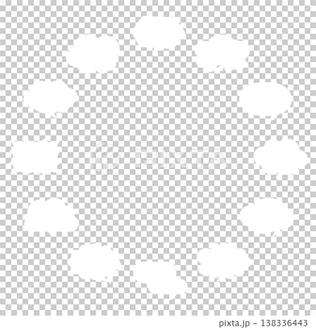 Circular frames with white speech bubbles of various shapes 138336443