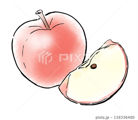 手描きイラスト シンプルイラスト 赤いりんご 手描きイラスト シンプルイラスト 赤いりんご 138336480