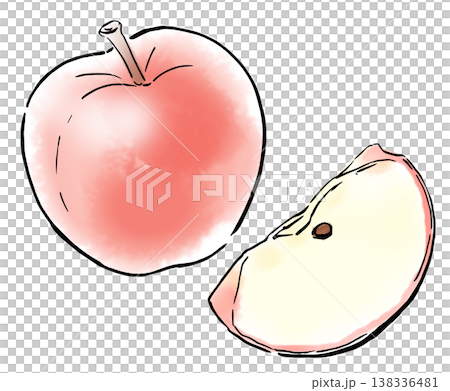 手描きイラスト　シンプルイラスト　赤いりんご 138336481