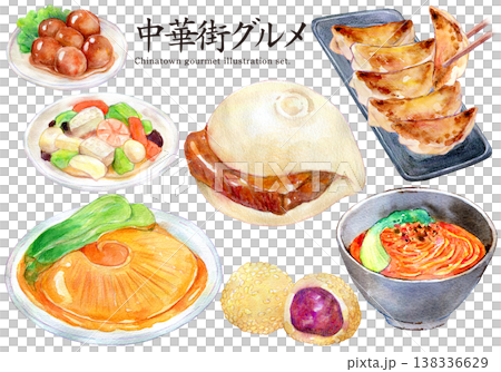 唐人街美食水彩插畫集 唐人街美食水彩插畫集 138336629