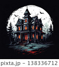 the AI Image Generator, Haunted Mansion Illustration Under a Full Moon 138336712