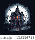 the AI Image Generator, Haunted Mansion Illustration Under a Full Moon 138336713