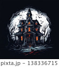 the AI Image Generator, Haunted Mansion Illustration Under a Full Moon 138336715