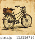 the AI Image Generator, Vintage Bicycle Illustration with Basket in Artistic Sepia 138336719