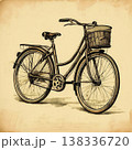 the AI Image Generator, Vintage Bicycle Illustration with Basket in Artistic Sepia 138336720