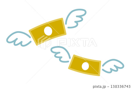 お札が飛んでいくイラスト素材　出費・損失・お金がなくなる表現 138336743