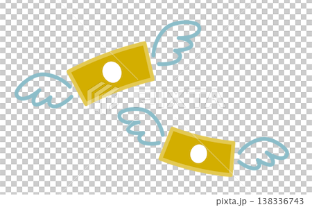 お札が飛んでいくイラスト素材　出費・損失・お金がなくなる表現 138336743