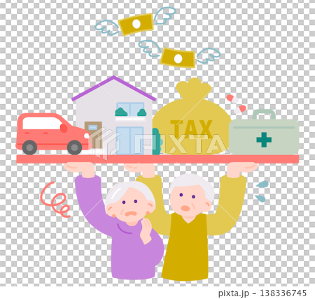 Senior couples worried about retirement funds: The image of rising living costs due to inflation. Senior couples worried about retirement funds: The image of rising living costs due to inflation. 138336745