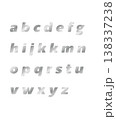 シルバーの箔押し風の白い縁取り付きのアルファベット 小文字 138337238