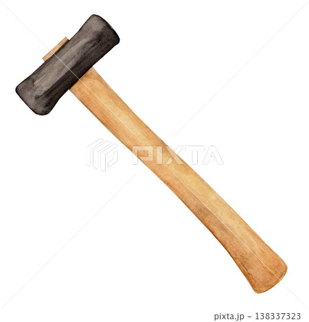 木工道具　金槌 ハンマー　水彩 イラスト 138337323