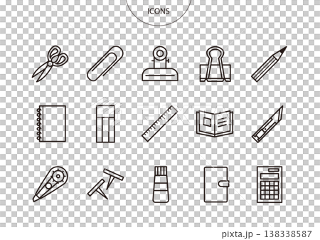 文房具 アイコン ピクトグラム ベクター イラスト セット 文房具 アイコン ピクトグラム ベクター イラスト セット 138338587