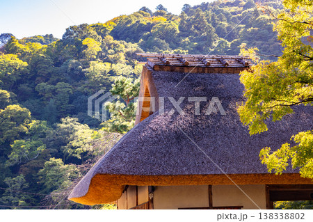 Traditional Japanese temple complex with with thatched roof in Kyoto, Japan Traditional Japanese temple complex with with thatched roof in Kyoto, Japan 138338802