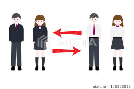 衣替え 冬服と夏服の制服を着た学生のイラスト 衣替え 冬服と夏服の制服を着た学生のイラスト 138338818