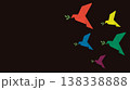 3D flock of colorful origami peace doves with olive leaf flies on black background have blank space. 138338888