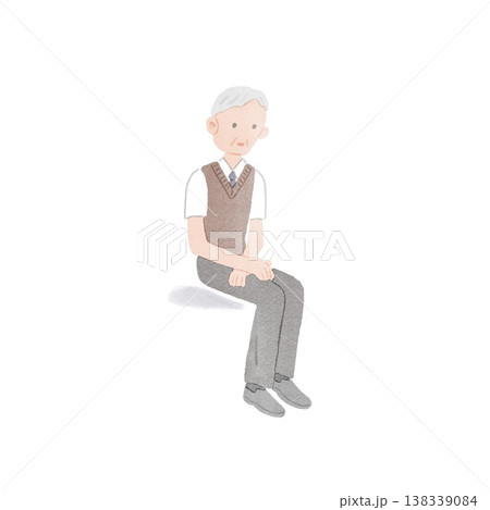 不安そうに呼び出しを待つお爺さんのイラスト 不安そうに呼び出しを待つお爺さんのイラスト 138339084