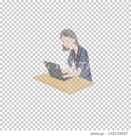 電子カルテの入力をする看護師のイラスト	 138339087
