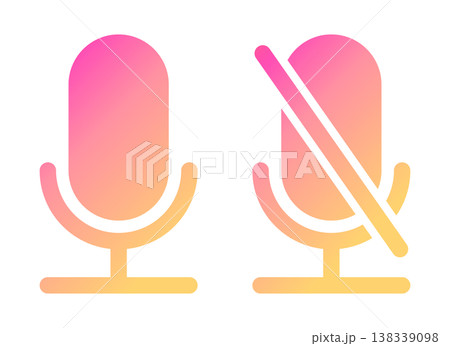 オンライン マイクON・マイクOFFのアイコンセット 138339098