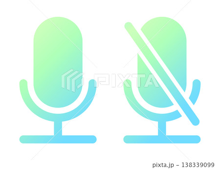 オンライン マイクON・マイクOFFのアイコンセット 138339099