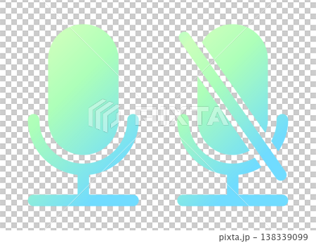 オンライン マイクON・マイクOFFのアイコンセット 138339099