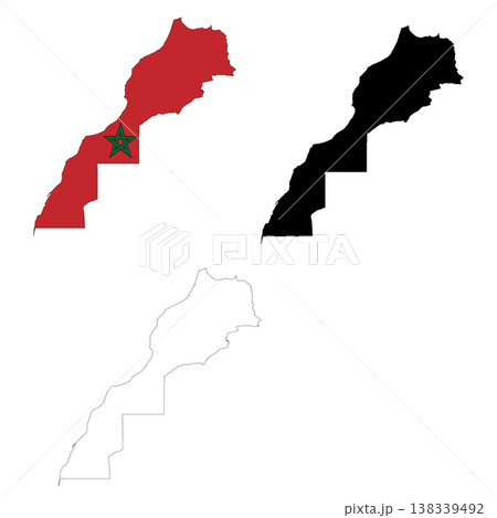 Morocco Map icon. Morocco Clipart. Morocco Flag Map. Outline. flat style. 138339492