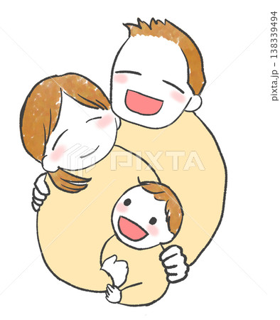 仲良く抱き合う親子のシンプルなイラスト 138339494