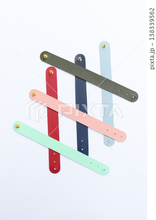 pastel colorful leather strap isolated on white background 138339562