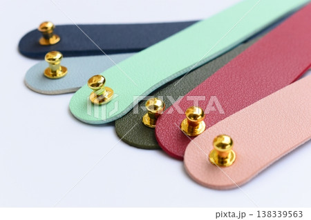pastel colorful leather strap isolated on white background pastel colorful leather strap isolated on white background 138339563