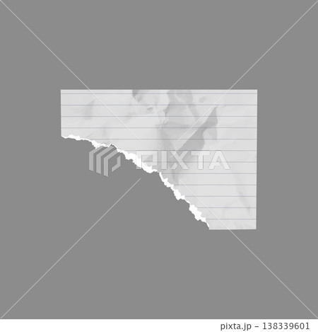 A torn, lined, wrinkled, textured, ragged edged notebook sheet. A torn, lined, wrinkled, textured, ragged edged notebook sheet. 138339601