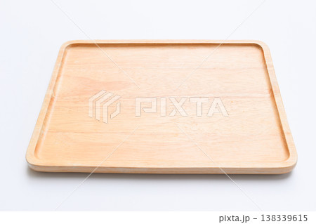 brown wooden tray isolated on white background brown wooden tray isolated on white background 138339615
