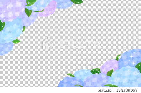 カラフルなあじさいのフレーム2_横 138339968