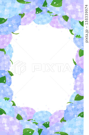 カラフルなあじさいのフレーム3_縦 138339974