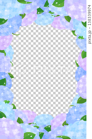 カラフルなあじさいのフレーム3_縦 138339974