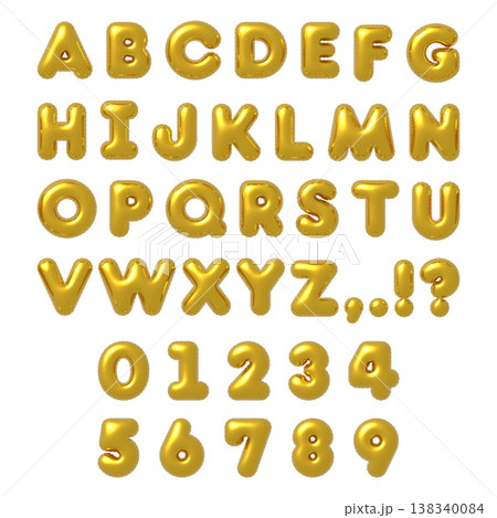 可愛いアルファベットと数字の文字バルーンセット 金 可愛いアルファベットと数字の文字バルーンセット 金 138340084