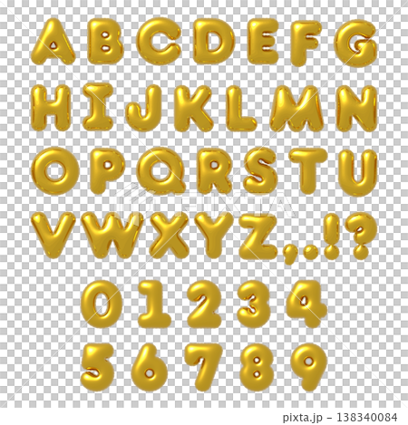 可愛いアルファベットと数字の文字バルーンセット 金 可愛いアルファベットと数字の文字バルーンセット 金 138340084