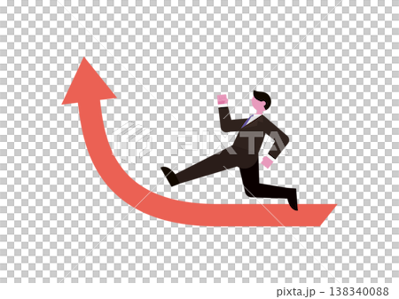 Vector illustration of an upward-pointing arrow and a businessman. Vector illustration of an upward-pointing arrow and a businessman. 138340088