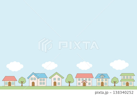 シンプルな住宅街の風景イラスト シンプルな住宅街の風景イラスト 138340252