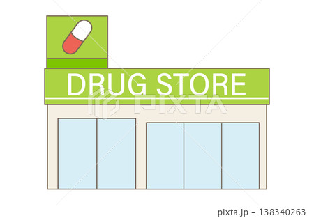 調剤薬局、ドラッグストアのシンプルなイラスト 138340263