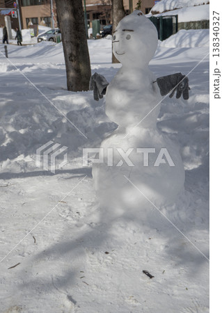 公園に作った雪だるま 公園に作った雪だるま 138340327