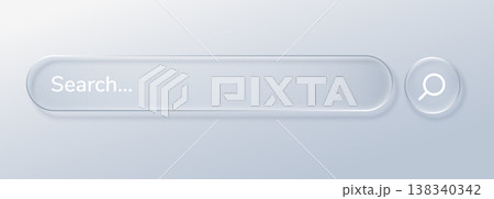 Glass search button liquid bar ui navigation effect overlay texture. This grid tech white bubble features blur abstract screen with a rectangle badge for phone background interface. 138340342