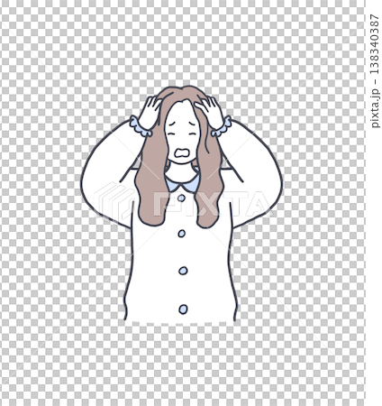 頭を抱える女性のイラスト素材 138340387