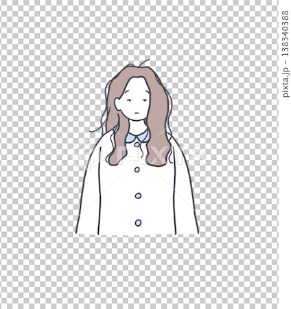 Illustration of a woman with messy hair and no motivation. Illustration of a woman with messy hair and no motivation. 138340388