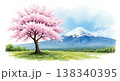 桜と富士山の水彩画 桜と富士山の水彩画 138340395