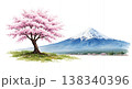 桜と富士山の水彩画 桜と富士山の水彩画 138340396