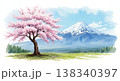 桜と富士山の水彩画 桜と富士山の水彩画 138340397