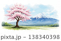 桜と富士山の水彩画 桜と富士山の水彩画 138340398
