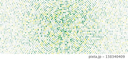 Fresh green radial pattern background. Abstract spring dotted concentric circle wallpaper. Circular halftone dot comic texture backdrop. Vector bright summer cartoon pop art overlay for poster, banner 138340409